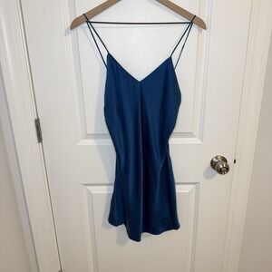 Vintage Victoria Secret Blue Baby Doll Slip Dress Size Small Lingerie Mini